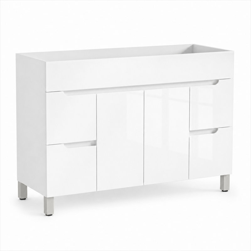 Meuble-lavabo simple moderne de 122 cm (48 po) au fini lustré, lavabo non incluse.