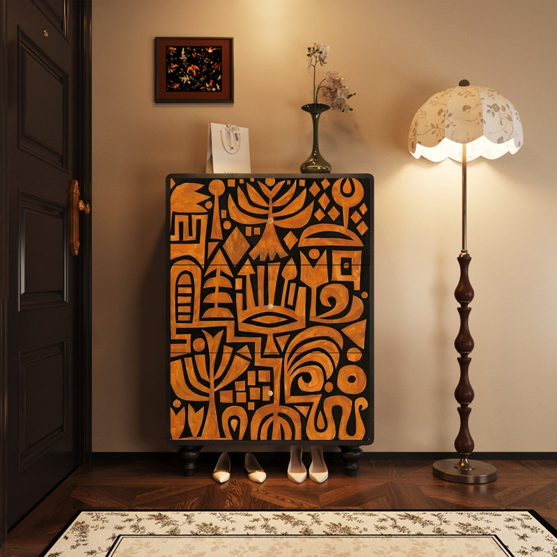 Rangement pour vestibule en bois massif, Black