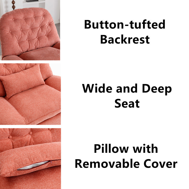 Fauteuil inclinable Tamaran Upholstery, Red 100% Linen