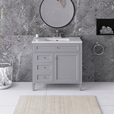Meuble-lavabo simple 36 po avec comptoir en céramique 36 po
