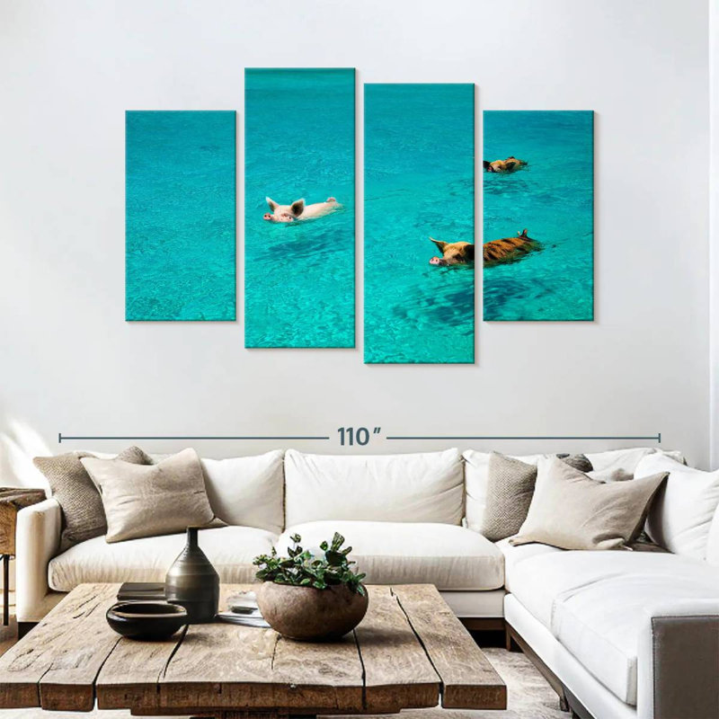 Pigs In Exuma Cays, 54" H x 84" W
