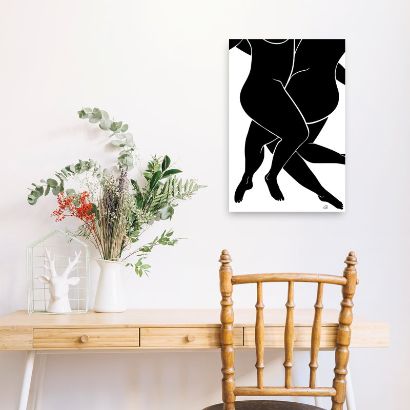 Embracing Forms Abstract Minimalist Modern Wall Art Print 1 Piece Wrapped Canvas Wall Art, 60.96cm H x 40.64cm W