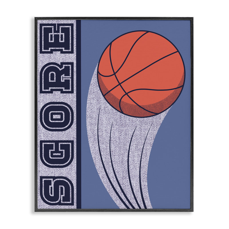 Giclée encadrée de basket-ball Score, design par Marcus Prime, H 14 po x l 11 po, Giclée encadrée noir minuit