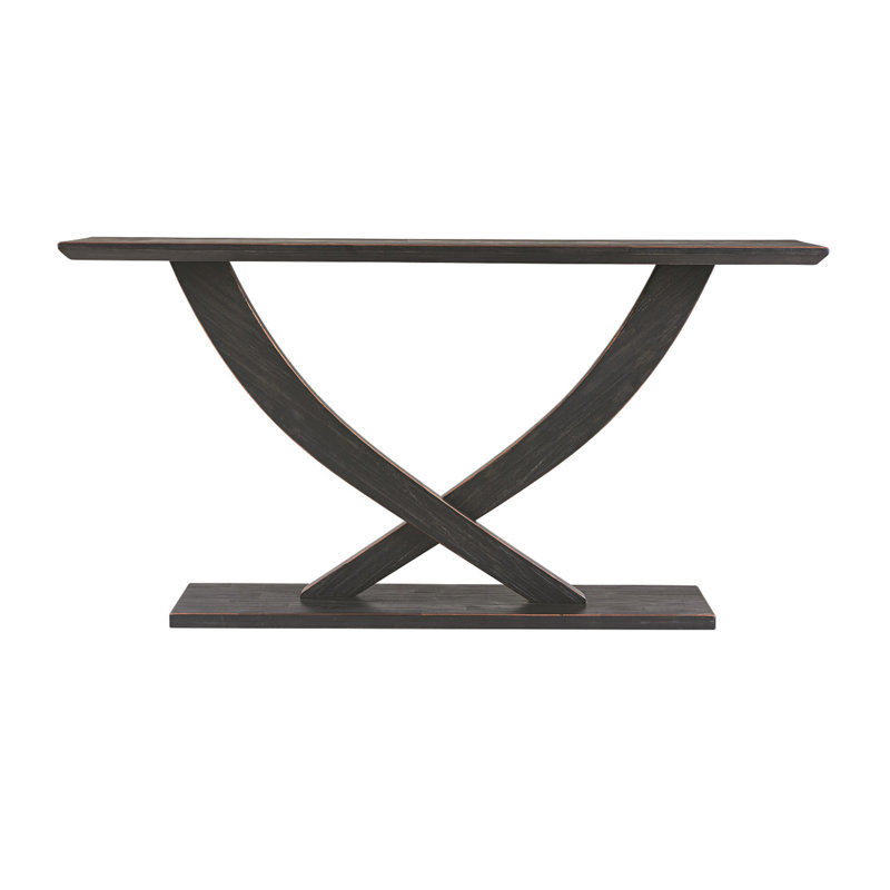 Lyndel 57.25'' Solid Wood Console Table, Black