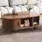 42.5"W Wooden Oval Fluted Coffee Table with Charging Station,Mid-Century Center Table with Sliding Tambour Door,Farmhouse Cocktail Table with Solid Wood Legs for Living Room-1330065822