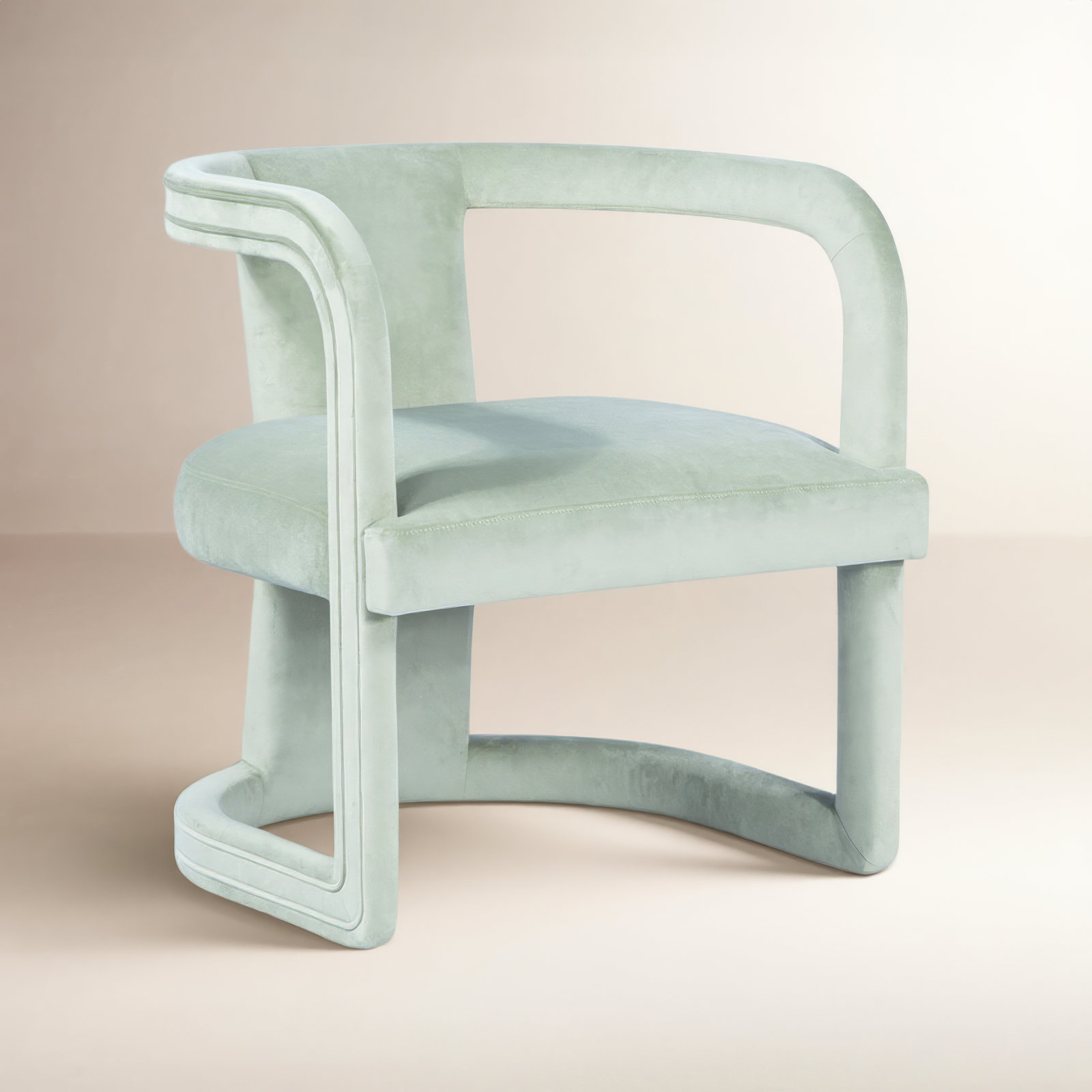 Nolita Mahogany Barrel Chair, Stax Moss Green Performance Velvet