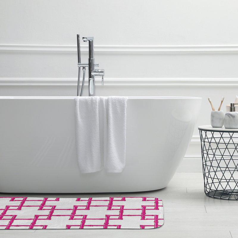 Tapis de bain en rayonne de bambou, L 17 po x L 24 po, Rose