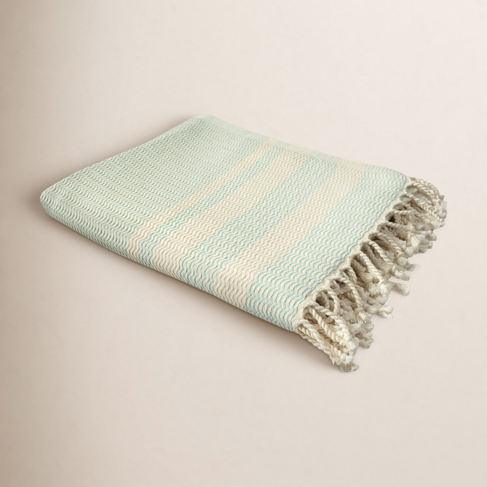Dacion Cotton Throw Blanket, Green Striped