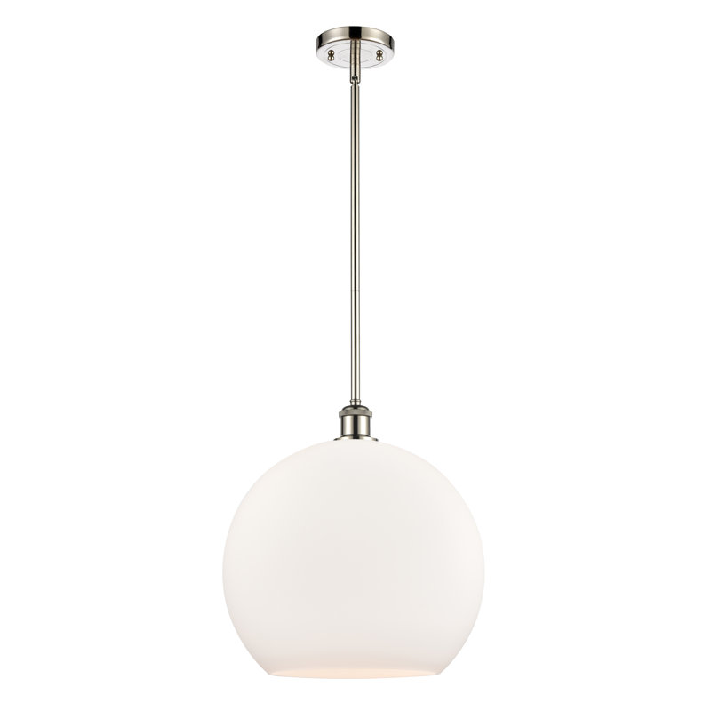 Luminaire suspendu en cristal à 1 lumière Ralph, H 16,38 po x l 13,75 po x P 13,75 po, Nickel poli