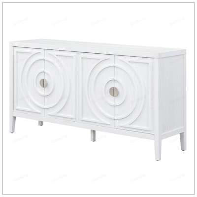 Élégante porte de buffet à rainure circulaire avec poignée ronde en métal, pour rehausser l'esthétique et la fonctionnalité de n'importe quelle pièce.