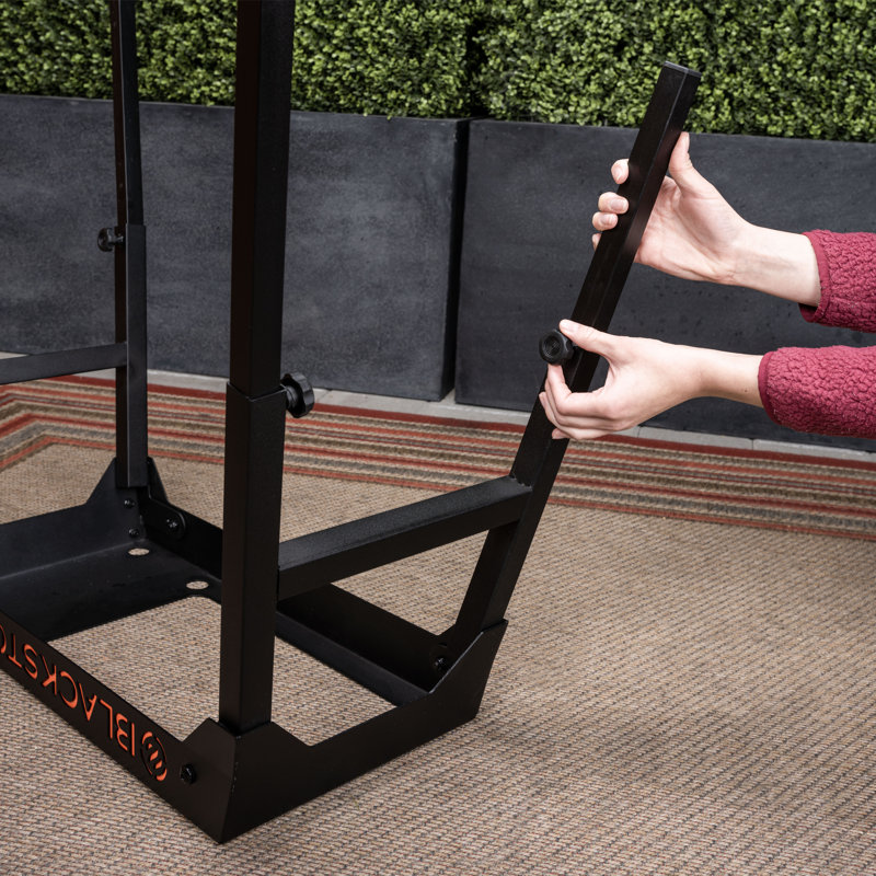 Black Adjustable Steel Griddle Stand with Side Shelf