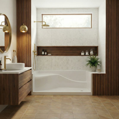 Dreamline Accessible Living Prism 60 x 30 AcrylX Alcove Right-Hand Drain Shower Base in White