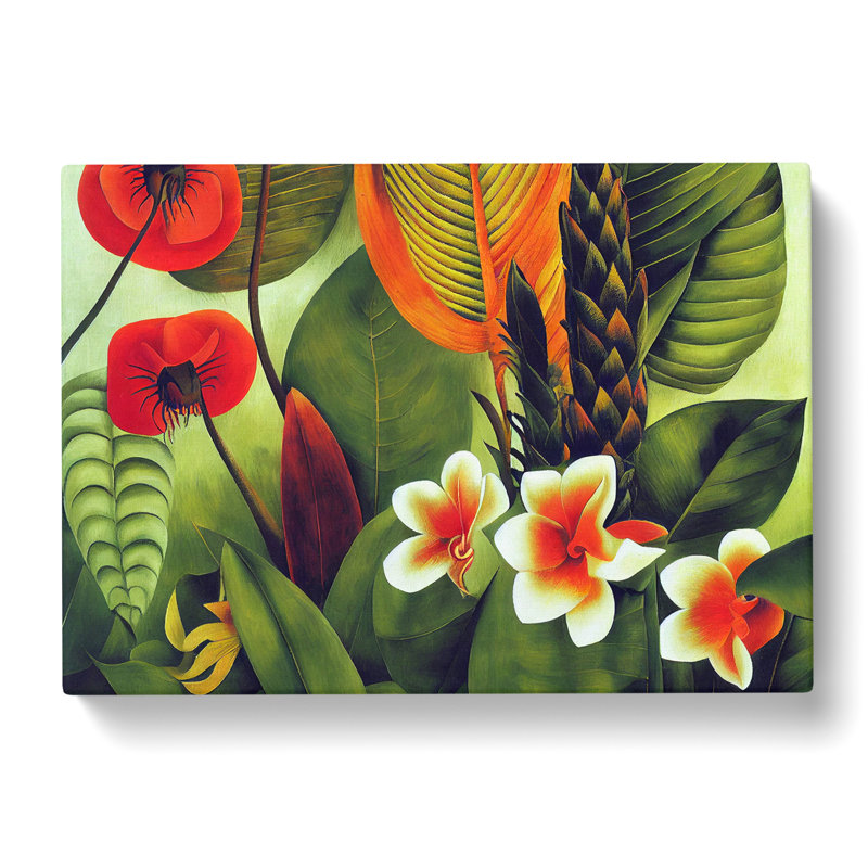 Artsy Tropical Flowers - Wrapped Canvas, 35cm H x 50cm W x 3cm D