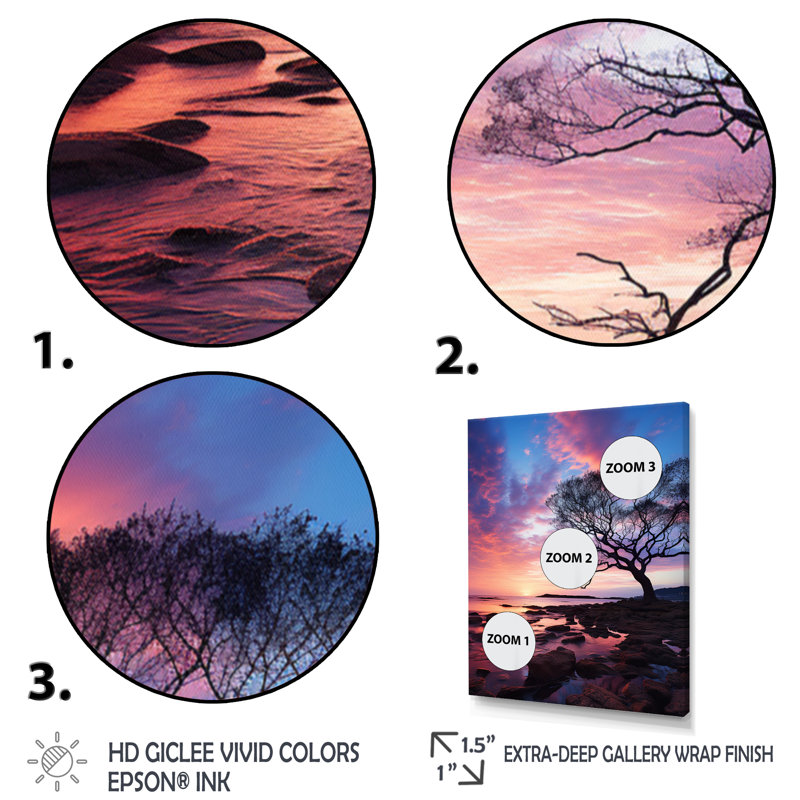 Ciel photo éternelle crépuscule I - décoration murale florale, H 32 po x l 24 po x P 1 po, Cadre photo argenté