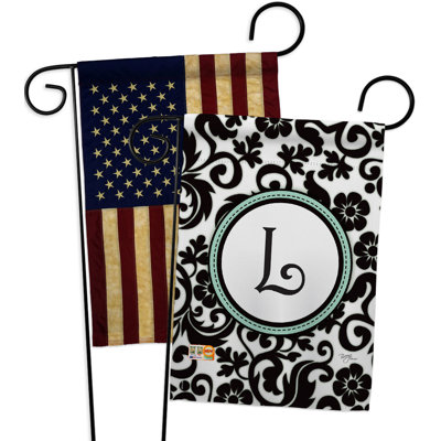 Damask J Initiale drapeaux de jardin Pack Simply Beauty Country Living Bannière 13 X 18,5 pouces