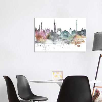 Delhi Pastel Skyline by Wall Decor Addict - Wrapped Canvas Painting
