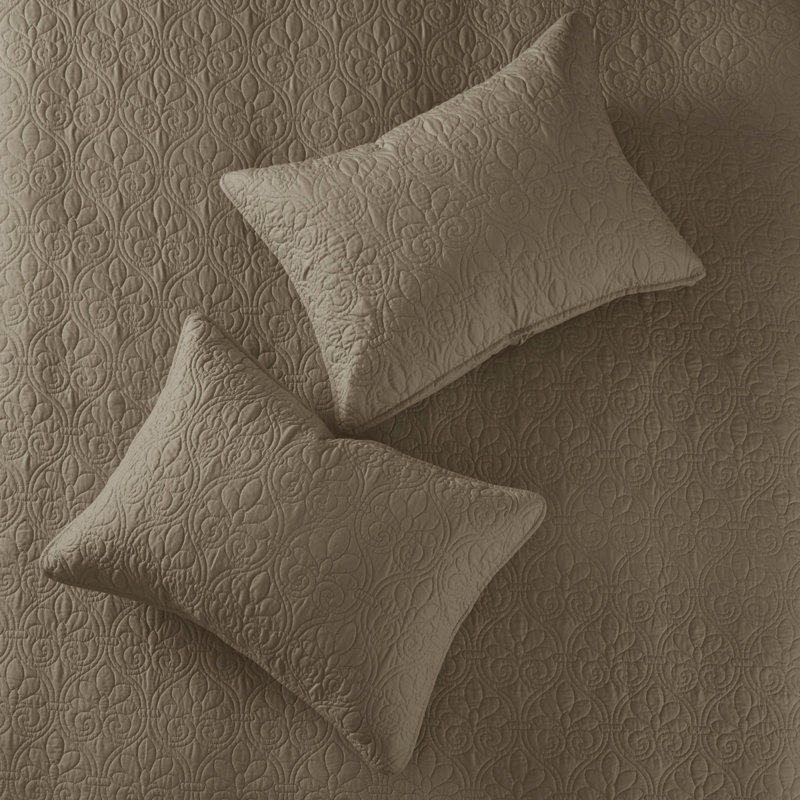 Mocha King Reversible Microfiber Coverlet Set