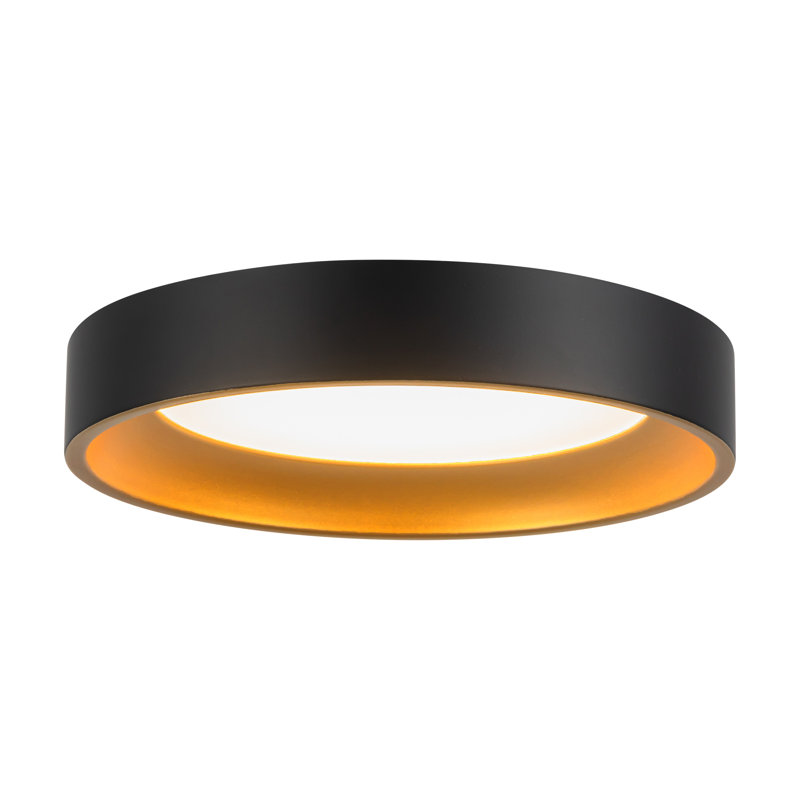 Nix 7-in Black dimmable LED Flush Mount, Matte Black/Gold