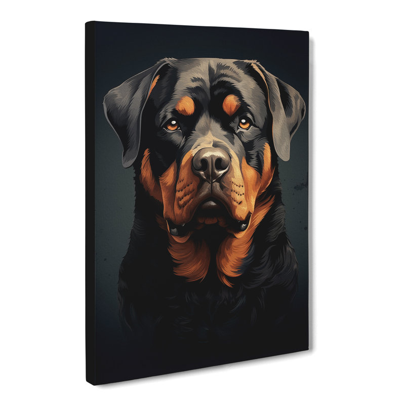 Rottweiler Minimalism - No Frame Art Prints - Wrapped Canvas, 60cm H x 40cm W x 3cm D