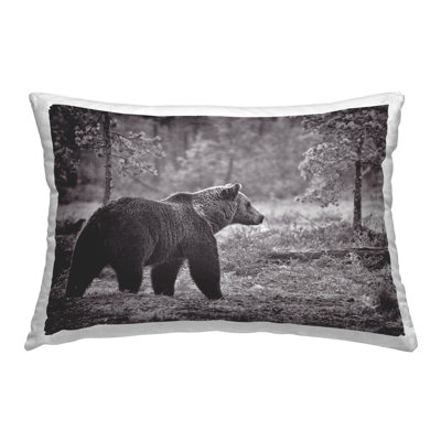 Bear Stepping in Forest Decorative Printed Throw Pillow Design by Jasper Huish