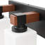 Miroir de salle de bain 24 po à 3 lumières noir et bois avec abat-jour en verre opale carré