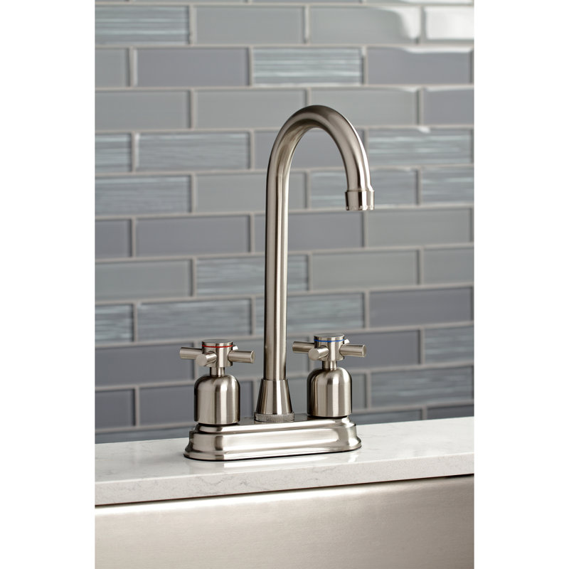 Kingston Brass Concord Two-Handle 2-Hole Deck Mount Bar Faucet, Brushed Nickel