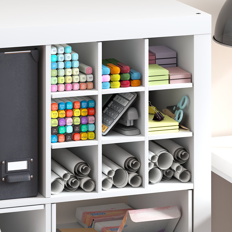 Insert pour cube de rangement à 9 compartiments, compatible avec les cubes triple épaisseur Ikea Kallax, blanc., Blanc