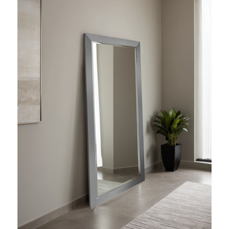 Beveled Full Length Mirror, Silver Tungsten