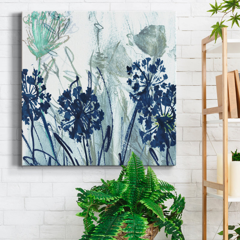 Indigo Field I - Reproduction d'art sur toile tendue, H 32 po x l 32 po x P 1 po