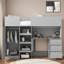 Lit mezzanine avec garde-robe intégré, bureau, tablettes de rangement et tiroirs-616284963