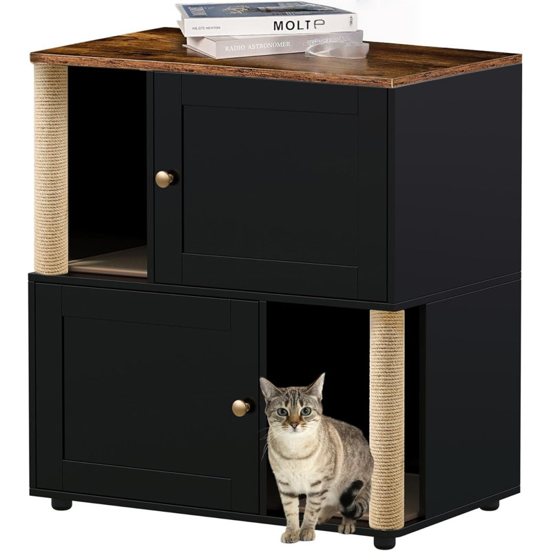 Enceinte de litière pour 2 chats, Noir