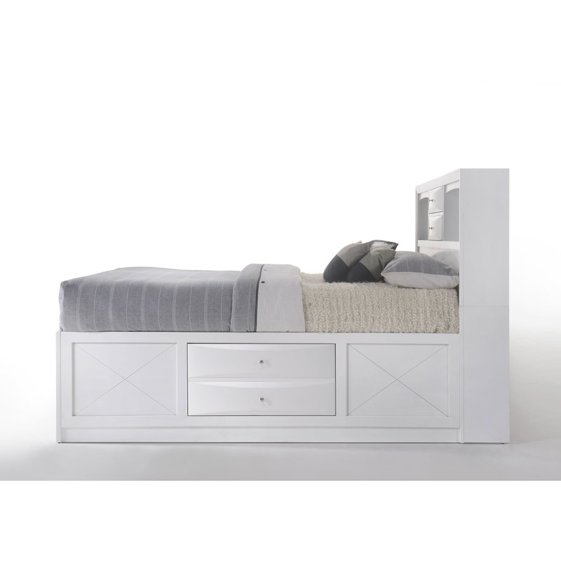Lit avec rangement (lit seulement), Blanc