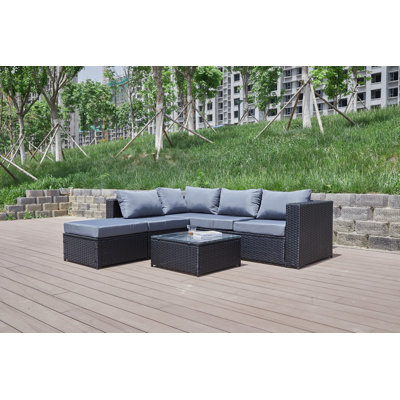 Brack 86" Wide Outdoor Left Hand Facing Patio Sectional with Cushions