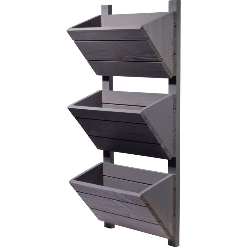 Aakanksha Handmade Wood Wall Planter, Grey