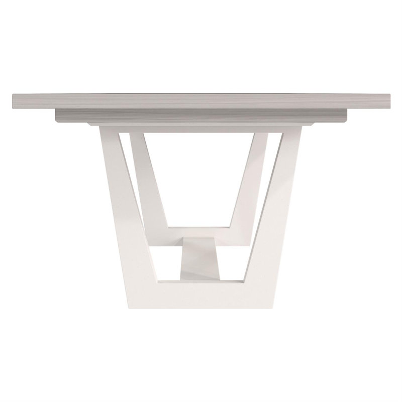 Mist White Extendable Rectangular Dining Table with Faux Stone Base
