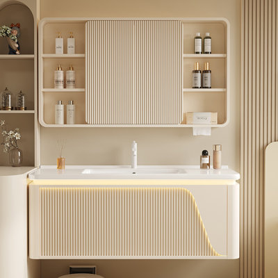 Armoire de salle de bain de style crème de luxe French Light