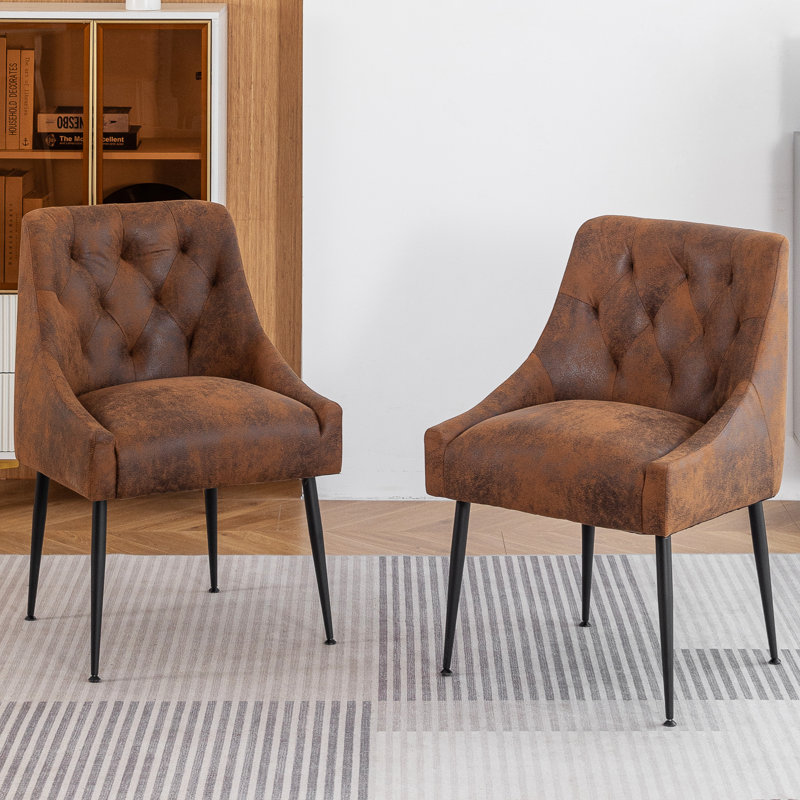 Dining Chairs (Set of 6) Mid Century Modern Kitchen Chair Comfortable Upholstered Premium Fabrics Dinner Chairs for Kitchen Dining Room