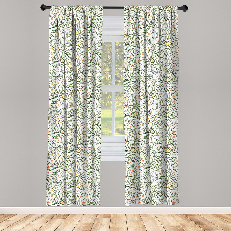Floral Semi-Sheer Rod Pocket Curtain Panels, 28" x 84"