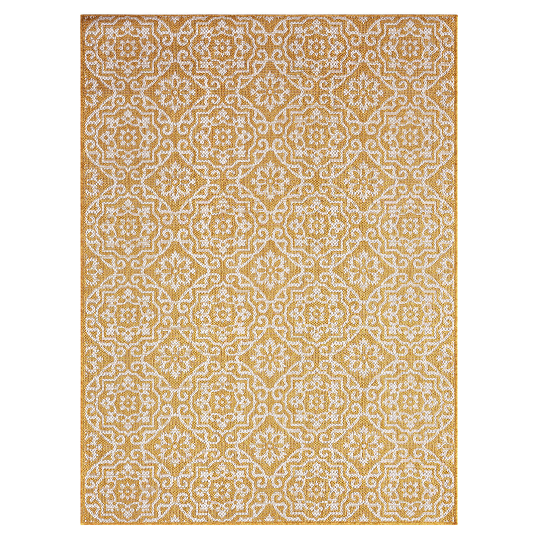Nicole Miller New York Patio Country Danica Geometric Indoor/Outdoor Area Rug, Yellow/White Nicole Miller Rug 