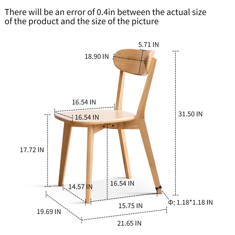 Chaise de table d'appoint en bois massif - Complétez votre siège confortable en chêne North Decor et pour un usage quotidien