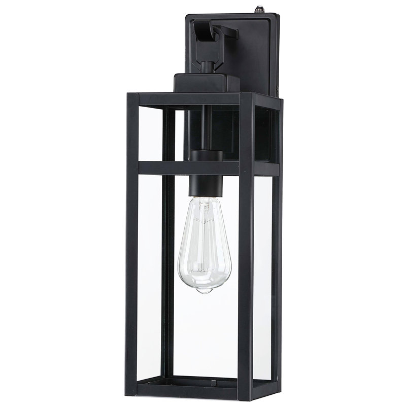 Schlesinger Matte Black Outdoor Wall Lantern with Dusk to Dawn, 18.8cm H x 11.6cm W x 15.1cm D