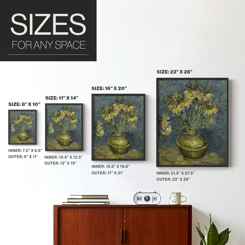 «Vintage Floral Print», impression encadrée CCLI - bois massif, H 21 po x l 17 po, Noir, noir, noir, noir