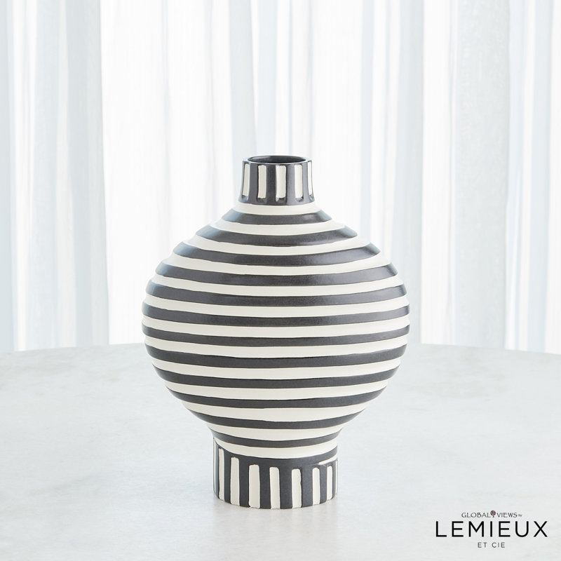 Colbert Vase-Black/White, 13" H x 8.5" W x 8.5" D