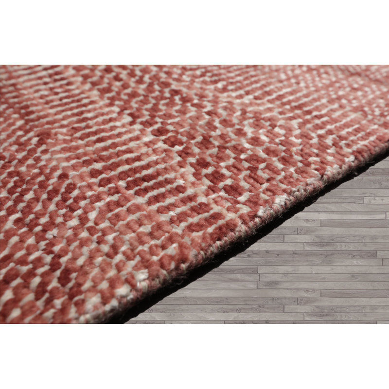 Tapis tibétain en laine noué à la main Raspberry, Rectangle 9 pi x 12 pi