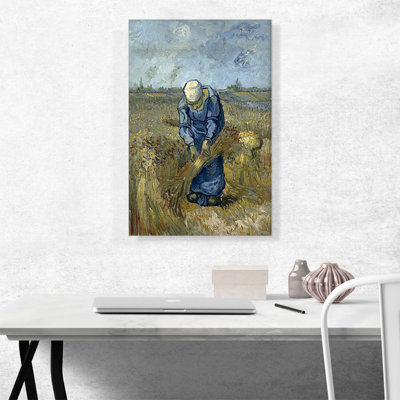 " Peasant Woman Binding Sheaves 1889 " by Vincent Van Gogh Painting Print