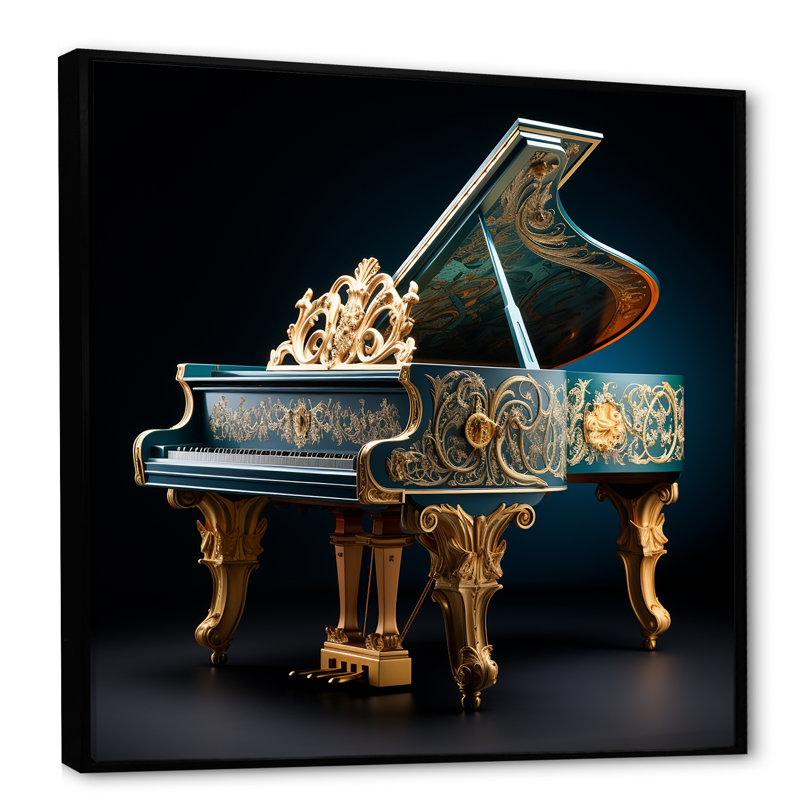 «Baroque Piano Brilliance I» sur toile, Cadre flottant noir, 24" H x 24" W