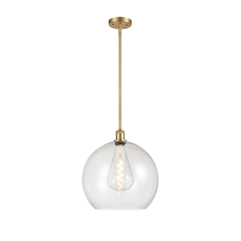 Luminaire suspendu sphérique 1 lumière Cindi, Ampoule non incluse, H 16,38 po x l 13,75 po x P 13,75 po, Or satiné
