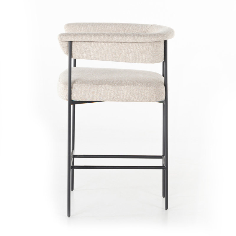 Carrie Upholstered Stool, Counter Stool (26.5" Seat Height), Light Camel Polyester, Solid
