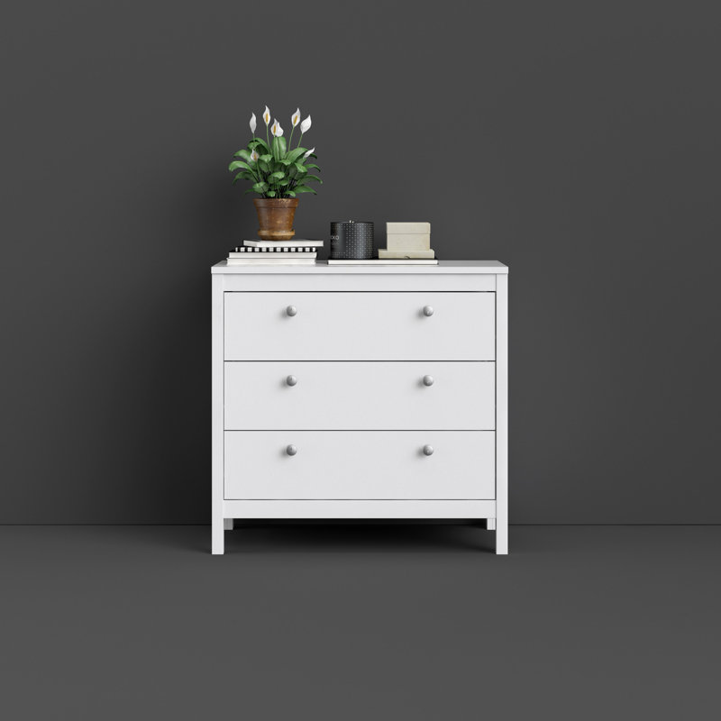 Buck 82.1cm W 3 - Drawer Chest of Drawers, White