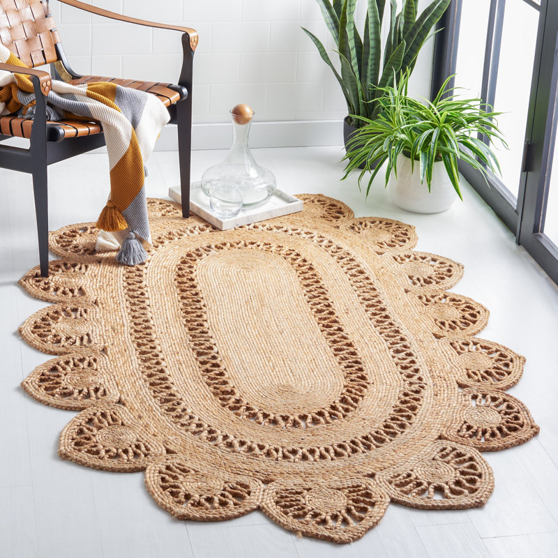 Tirto Natural Fiber Hand Woven Jute Solid Color Rug, Round 3'